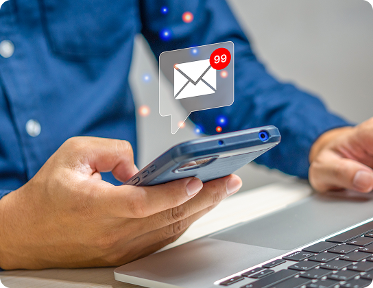 Person using phone with notifications